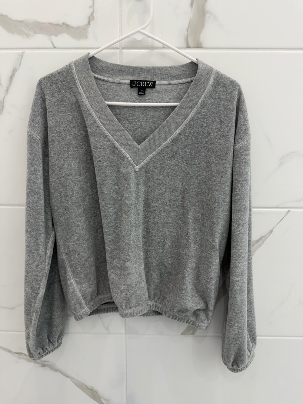 J.Crew Women's Gray V-Neck Terrycloth sweatshirt